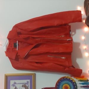 Red Faux Leather a.n.a Jacket